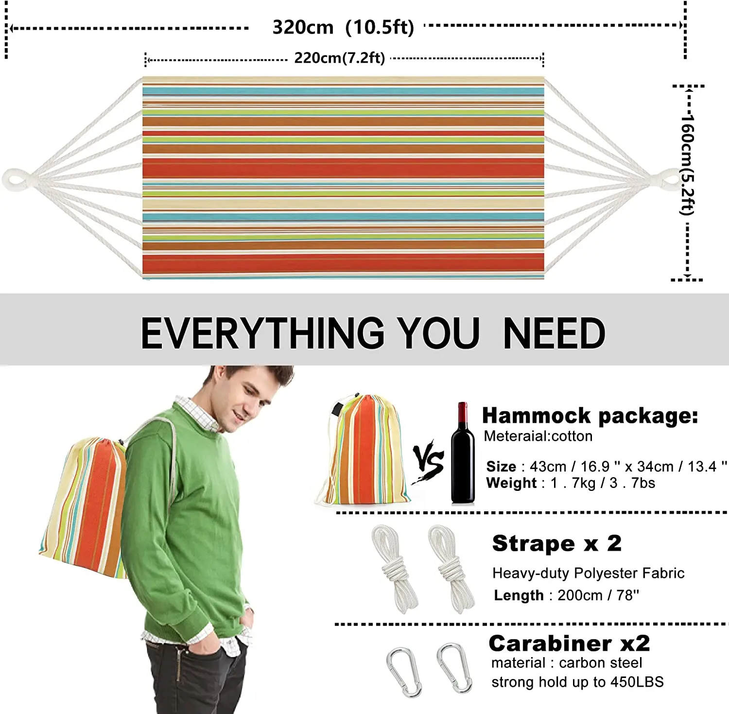 WOQI High Quality Ultralight Outdoor Indoor Hammocks for Patio Trees Garden Backyard Porch