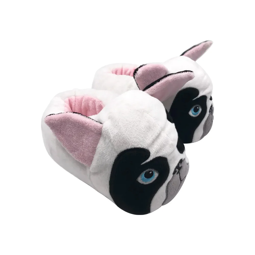 Wholesale Warm Stuffed 3D Animal Shape Slipper Dog Plush Kids Adult Slipper Cartoon Custom House Slippers