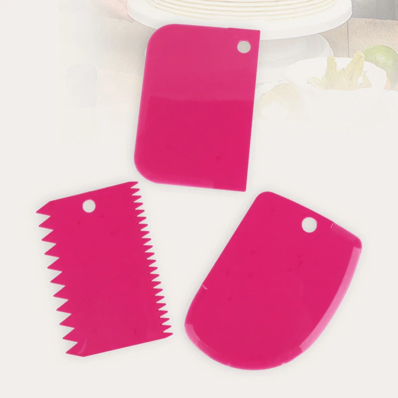 3Pc/Set Soft DoughTrapezoidal scraper cutting knife Sausage scraper Cream cake plastic Household baking tools cutting knife