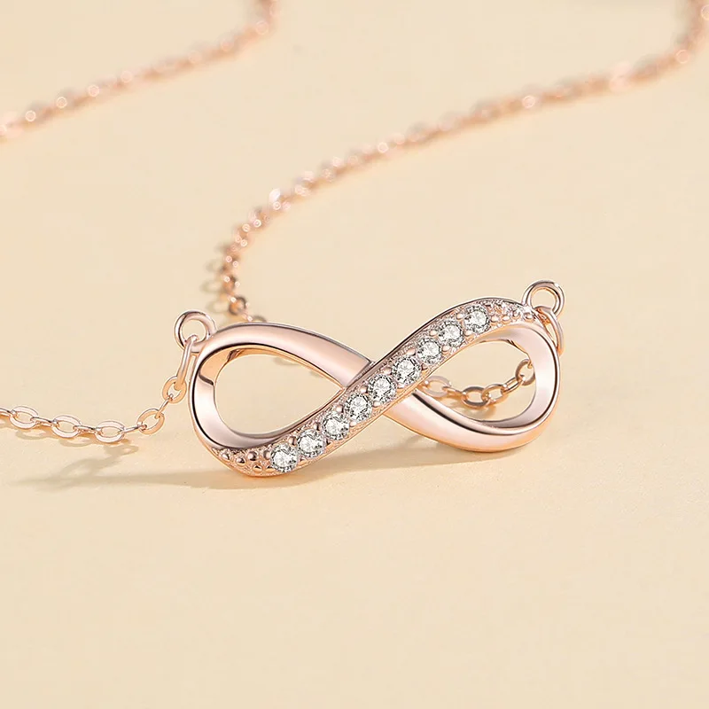 Dainty 925 Sterling Silver Infinity Symbol Necklaces Love 18k Gold Crystal Diamond Infinity Necklace Sterling Silver