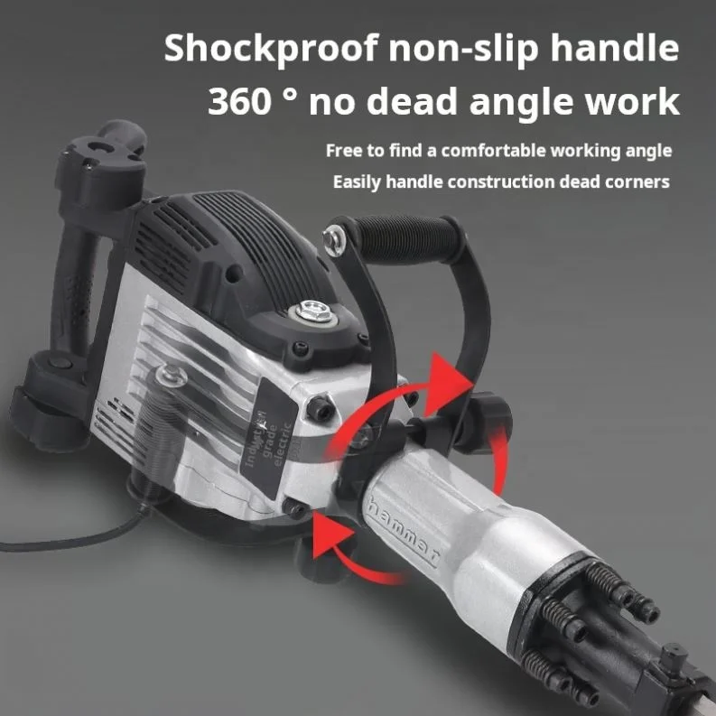 Concrete Breaker Hammer with Demolition Chisel for Heavy Duty Demolition Drilling and Concrete Crushing Electric Breaker Hammer