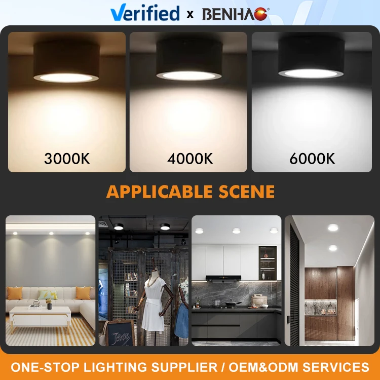 Modern Design 4cm Thin 220V 5W 7W 12W 18W 24W 30W 3000K 4000K 6000K Aluminum Surface Mounted Smd Bedroom Led Downlight