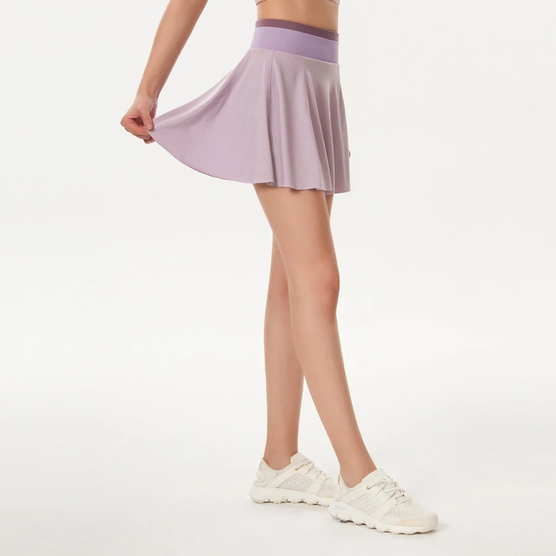  2021 Summer Gym Fitness High Quality Sportwear Plaid Pleated Shorts Women Tennis Skirt with Inside Pockets