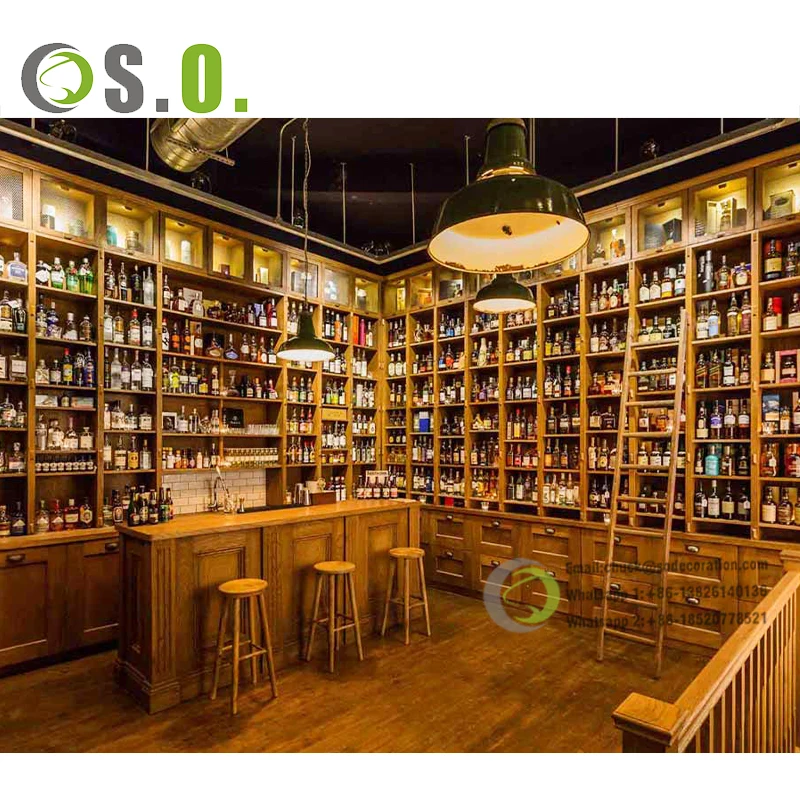 Customized wall mounted wine rack wine display cabinet restaurant liquor store shelves