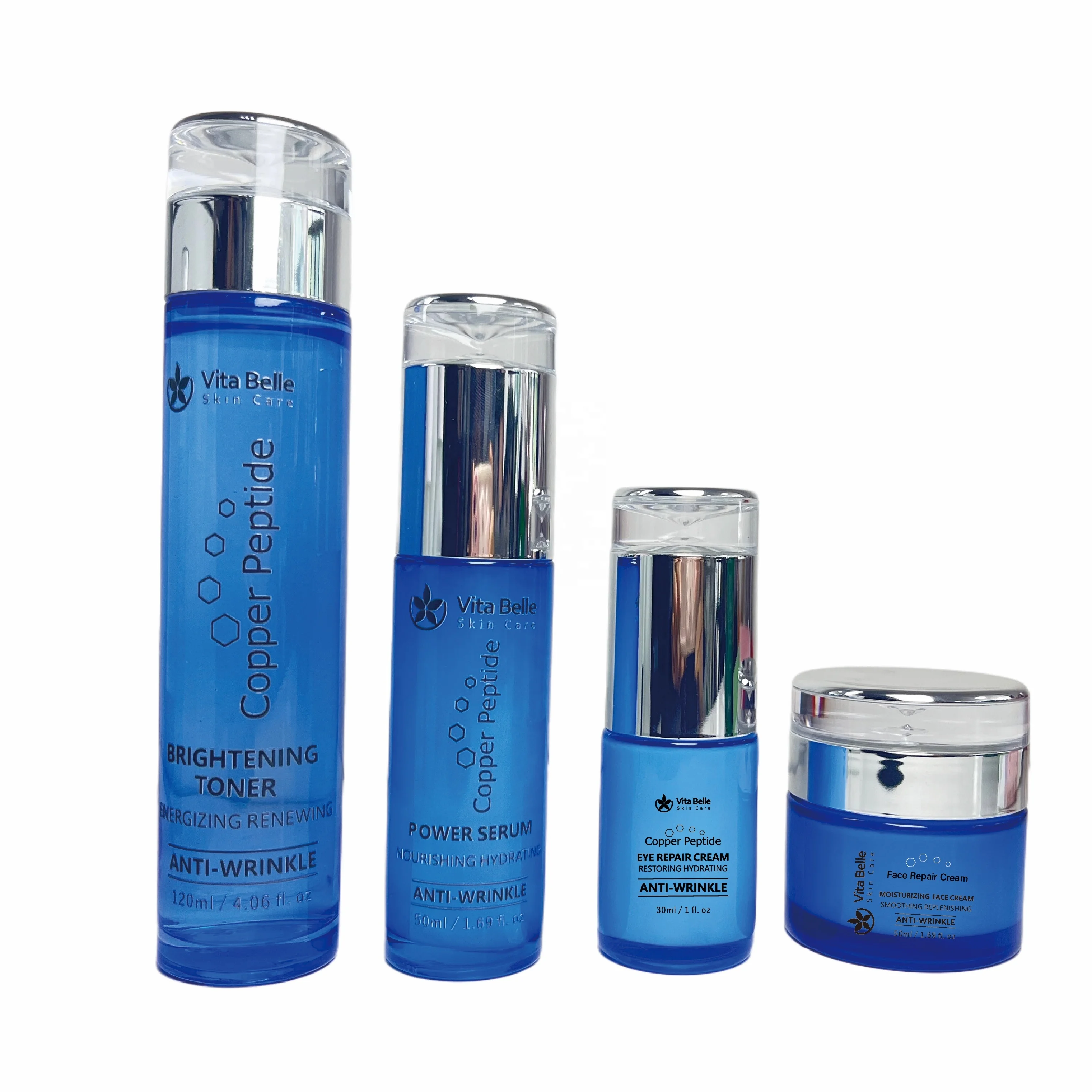 Private Label Facial Skin Care Serum Anti Aging Fine lines age spots damaged skin Blue ghk-cu Copper Peptide Face Serum