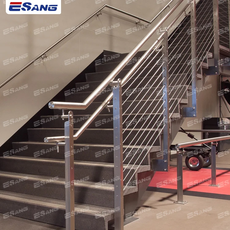 ESANG Stainless Steel Pipe Railing System Staircase Balustrade Handrails Ss304/316 Stainless Steel Cross Rod Bar Railing
