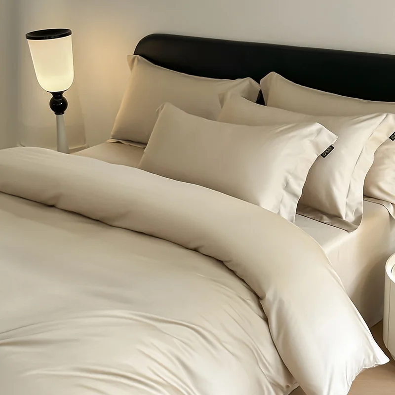 Deeda Factory 100% Cotton 400TC Bedding Set Plain Style Grey Color 4pcs Hotel Quality Pillow Cases and Sheets for Home Use