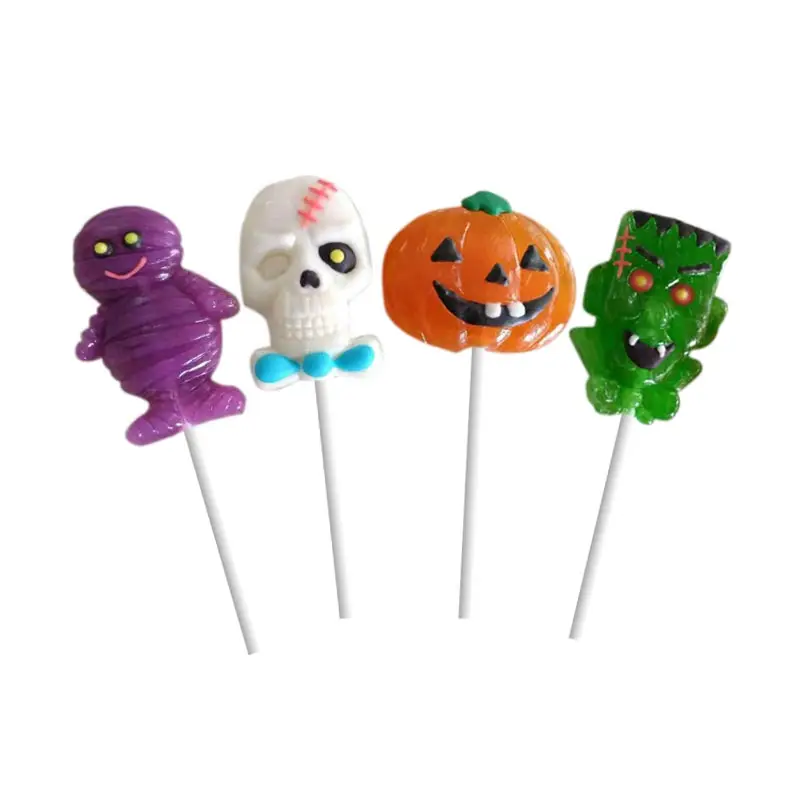 China Factory Supply fruit flavor Halloween hot selling hard candy lollipops Fob SHENZHEN