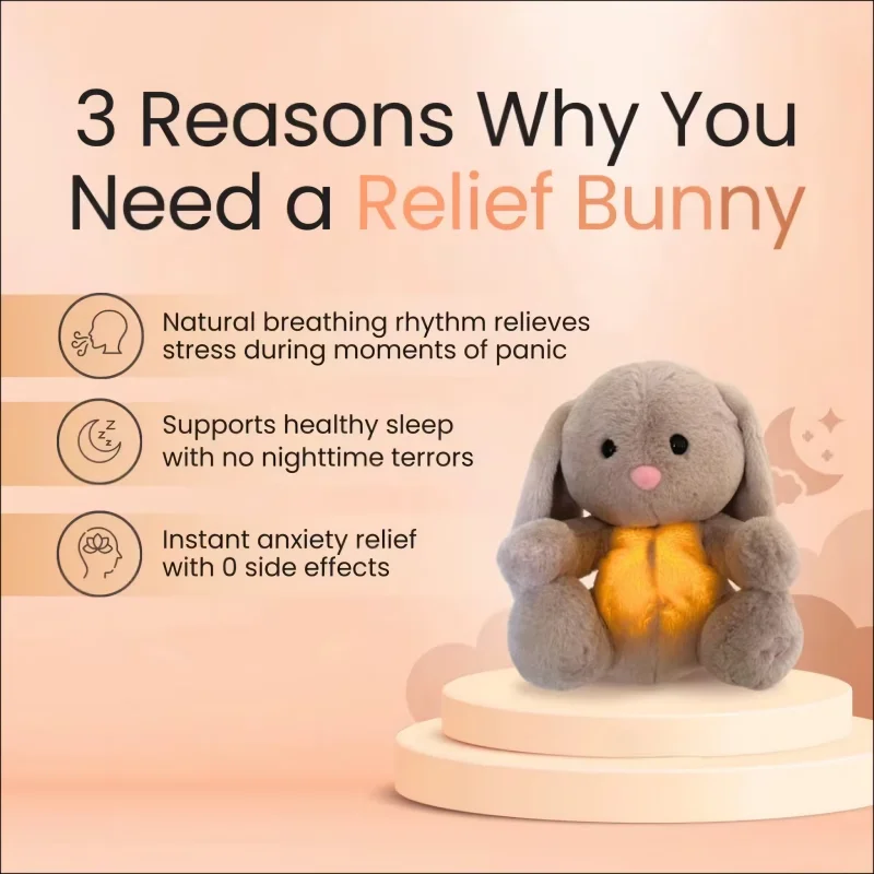 2024 New Breathing Rabbit Snoring Rabbit Plush Toy Baby Music Early Education Soothing Sleeping Doll