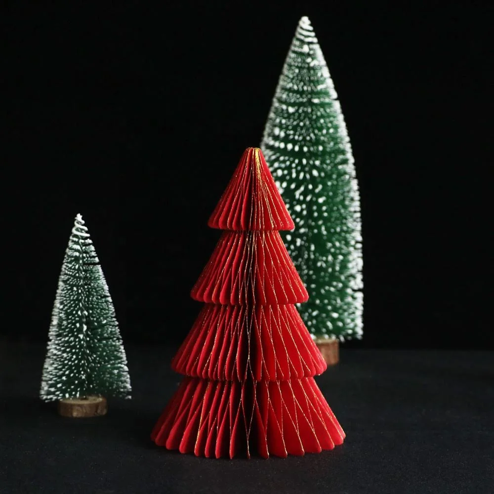 Umiss Paper Honeycomb Ornaments,  Handmade Hanging Christmas Tree, Shopping Mall Table and Window Display Decoration Backdrop
