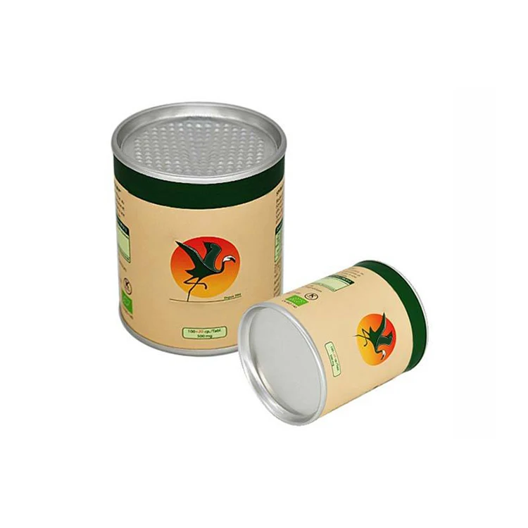 Food Grade Round Shape Coffee Kraft Paper Tube Packaging Box With Cardboard Aluminum Foil liner paper tube phenolic paper tub