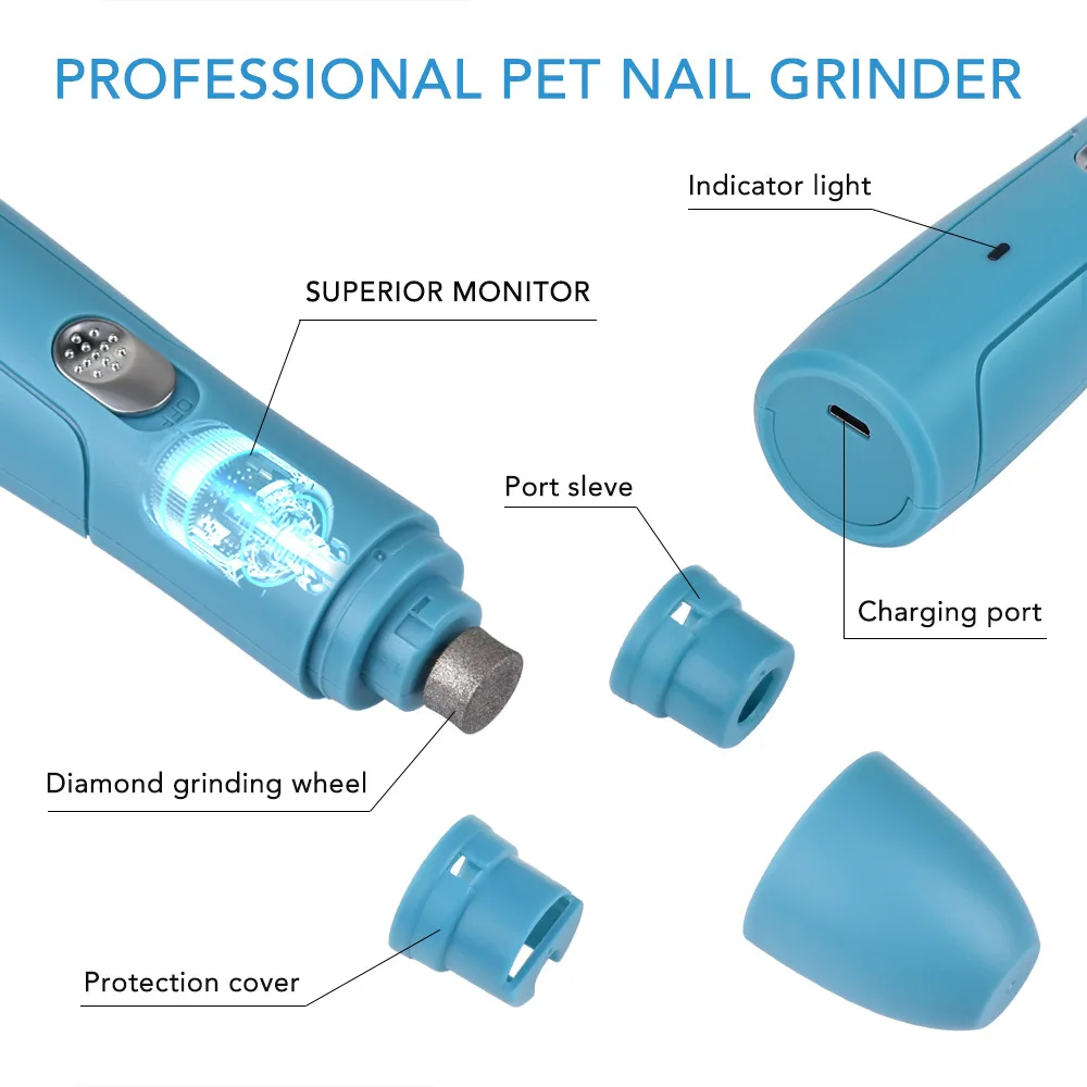Hot Sell USB Charging Clippers Pet Nail Grinder Wireless Portable Plastic ABS Paw Grinder Safe Pet Cat Dog Nail Clipper SeT