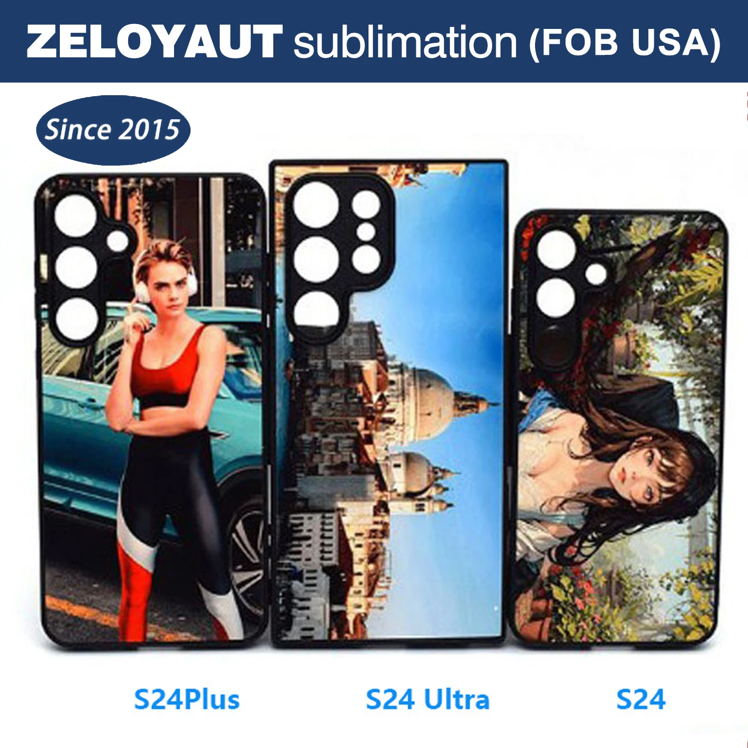ZELOYAUT Heat Press Phone Cover PET plastic TPU Blank Sublimation Samsung S24/S23 plus Phone Case Wireless Charging Compatible