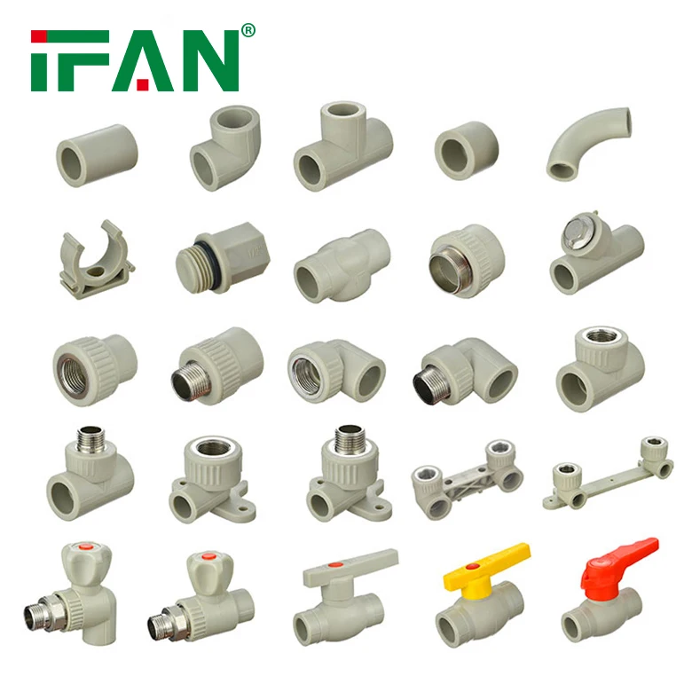IFAN PPR Fitting Joint Thickened 45 Degree Green Direct Elbow Tee Gray Hot Melt Pipe PPR Pipe Fittings