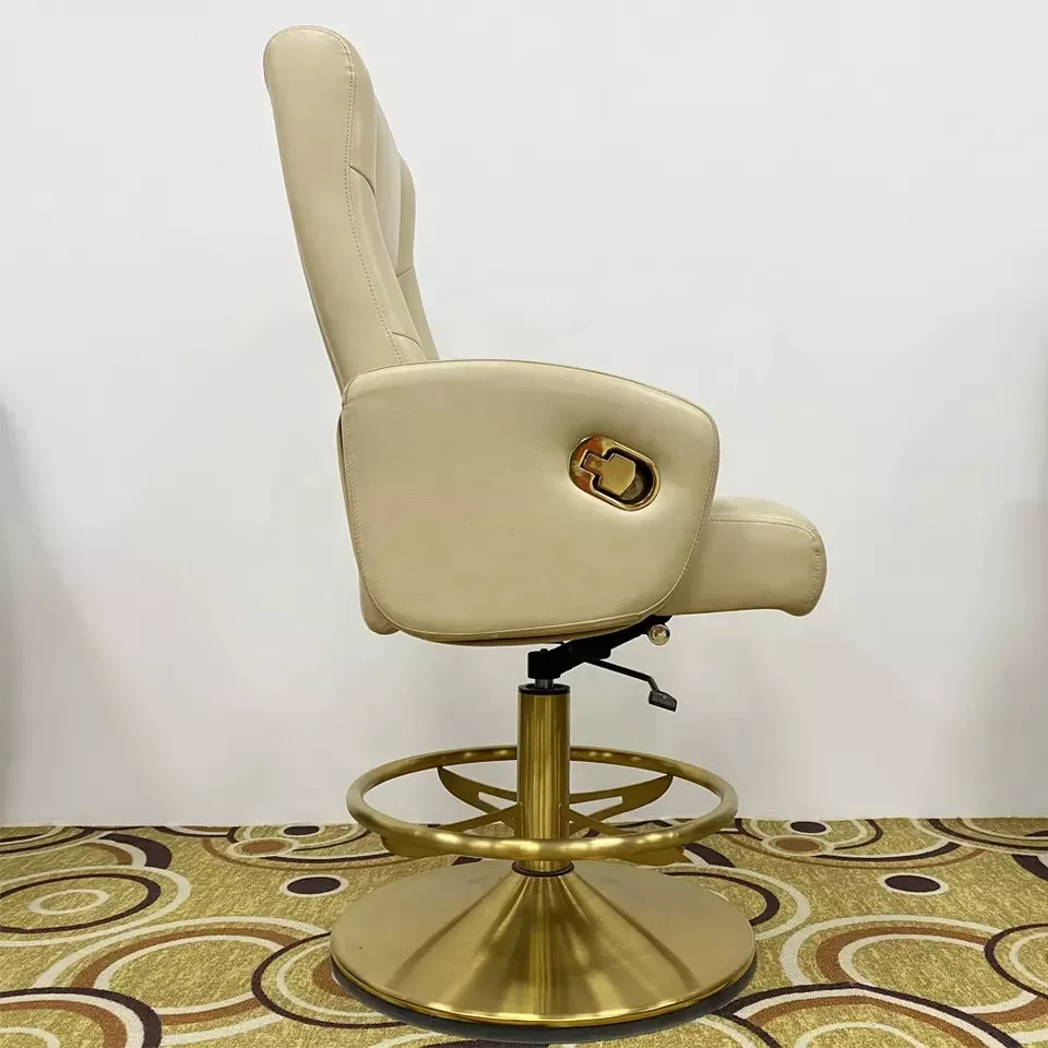 High quality offers samples hot Recliner poker casino chair Beige black leather black metal base can lie for video game room