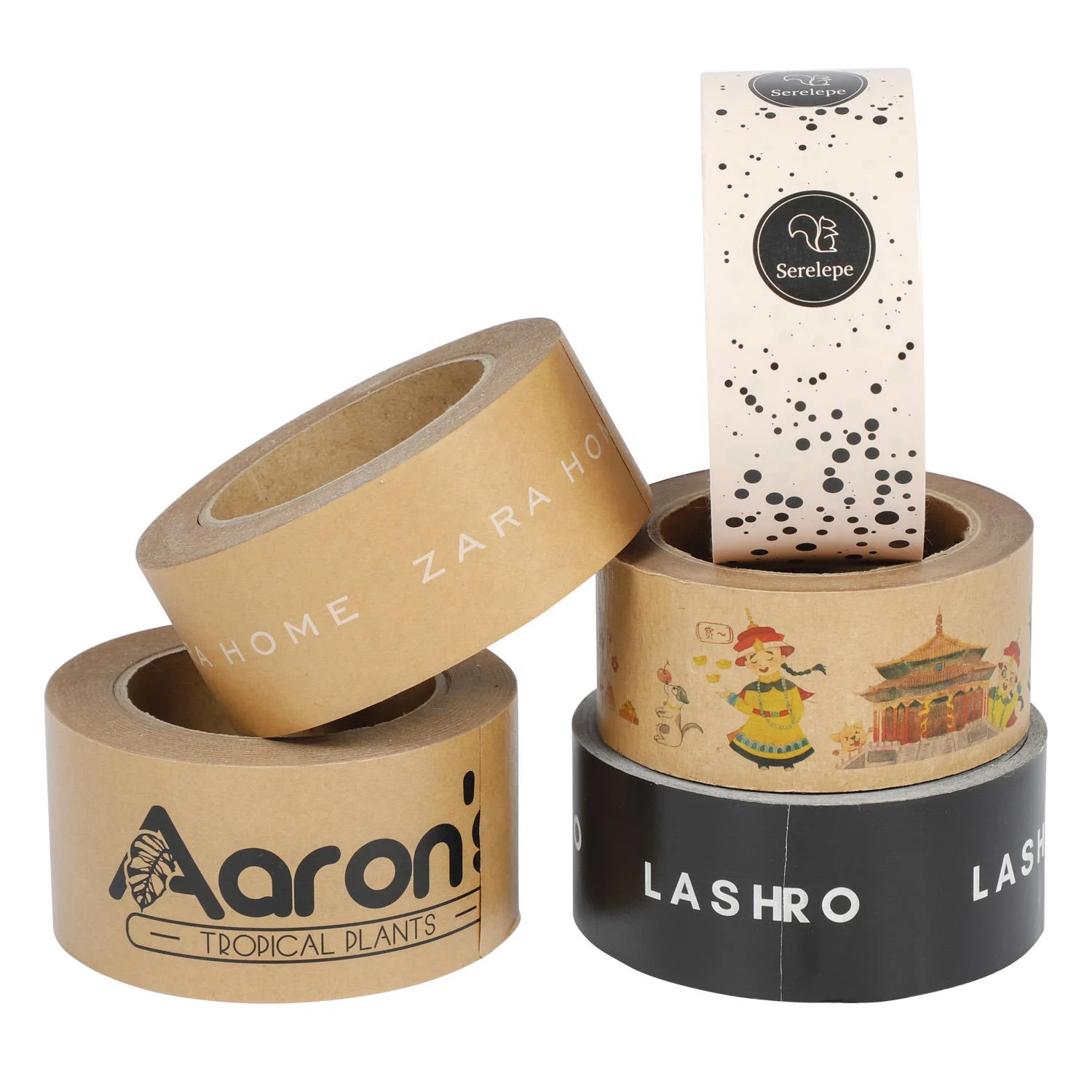 Biodegradable Kraft Paper Packaging Tape Recyclable Writable Packing Shipping Tape For Sealing