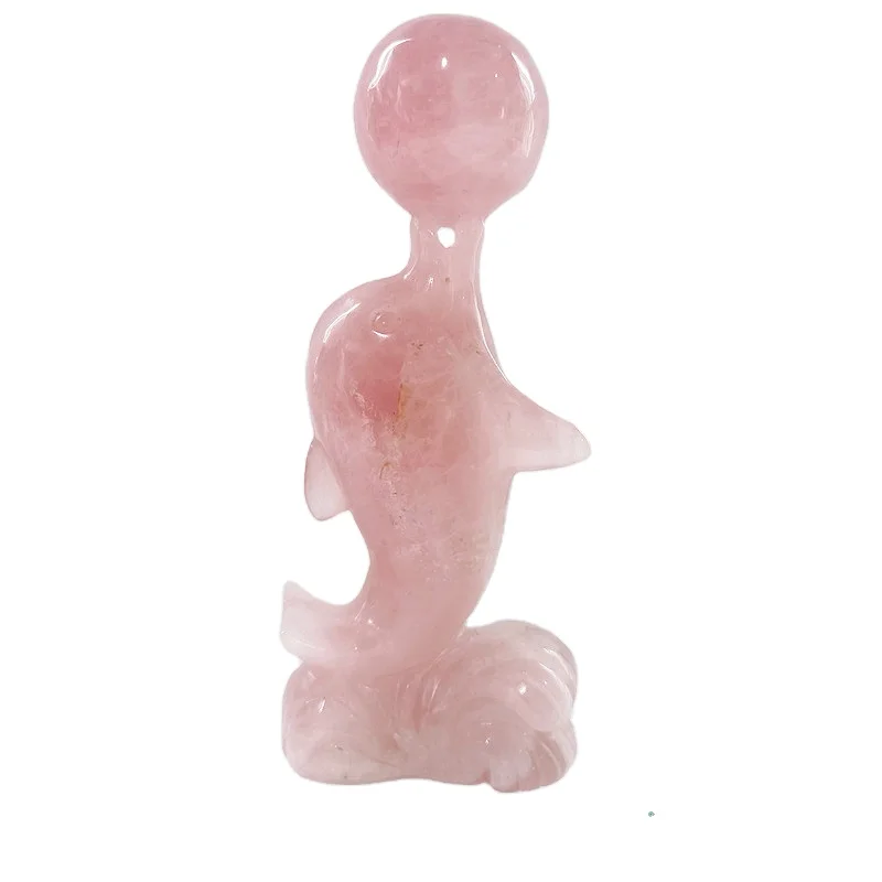 
Popular Top Quality Beautiful Natural Hand Crafted Lovely Rose Quartz Dolphin Carved And Polished As Gifts LSY 