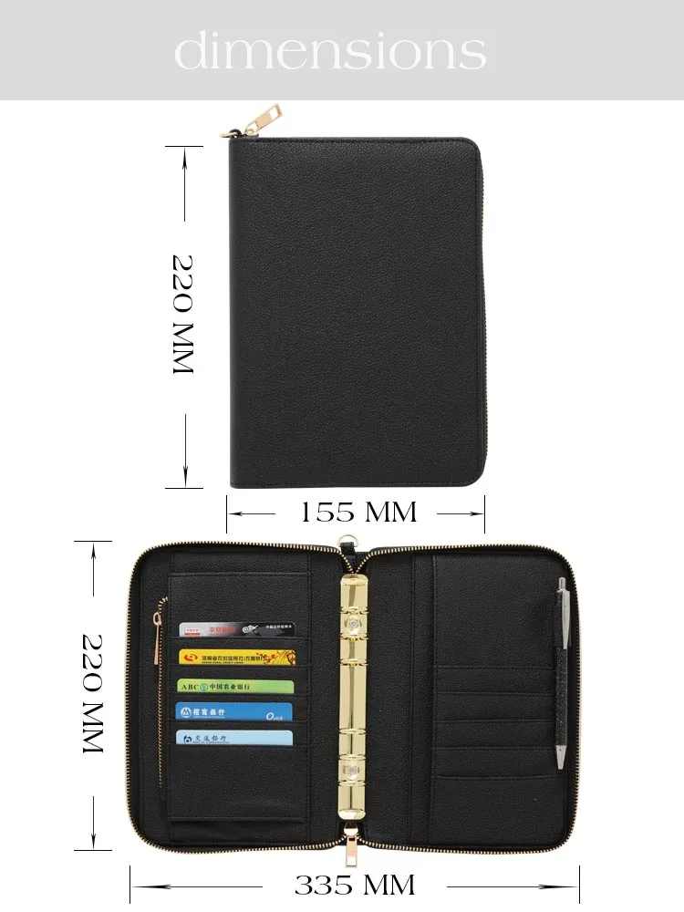 Hongbo FB Ins TK Best Selling Personal Portable Luxe Pebble Leather A6 Zipper Wallet with Fly Leaf, Chains & Bracelet Available