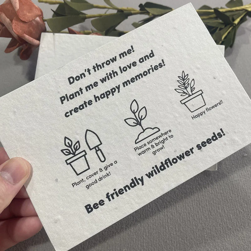 Biodegradable Handmade Paper Thank You Greeting Cards Wholesale Able Planting Flower Seeds Paper Cards With Custom Print Logo