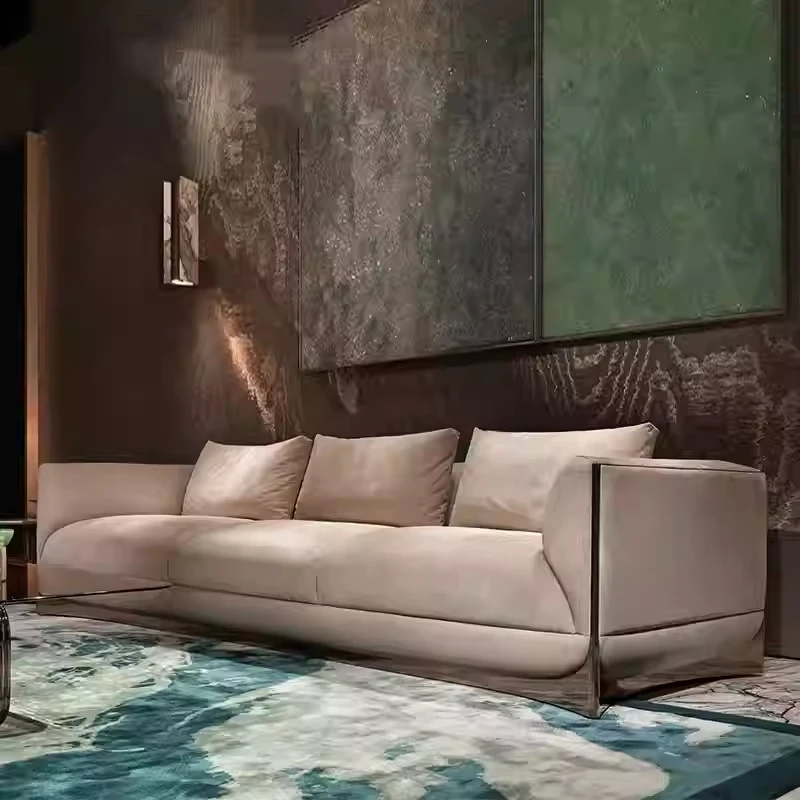 Furnistyle Best Sell 4 Seater Large Couch For Villa Beige Comfortable China Furniture Living Room Fabric Sofa Luxury Sofas