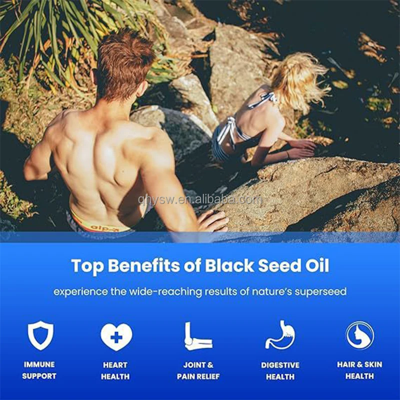 OEM ODM Black Seed Oil Capsules Organic Healthcare Supplement Boost lmmunity  Black Seed Oil Capsules For Hair Growth