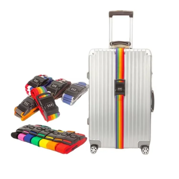 Heavy duty adjustable suitcase belt travel luggage strap with combination lock