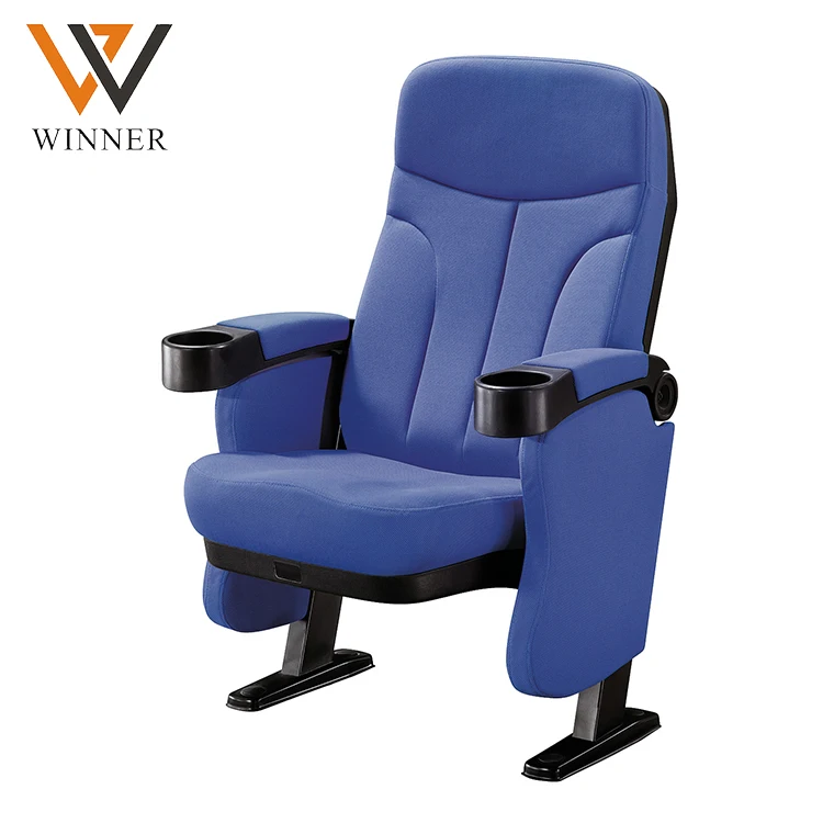 
Blue movie theater seat covers with cup holder folding auditorium push back lecture theater chair 