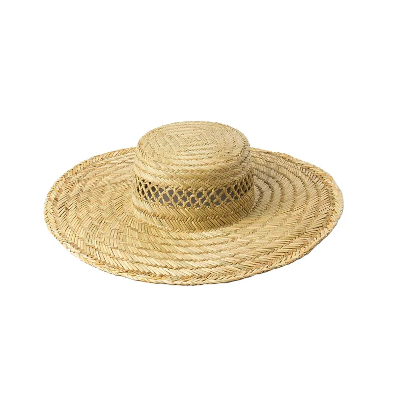 Manual hollow preparation of large eaves edge girls straw sun hat