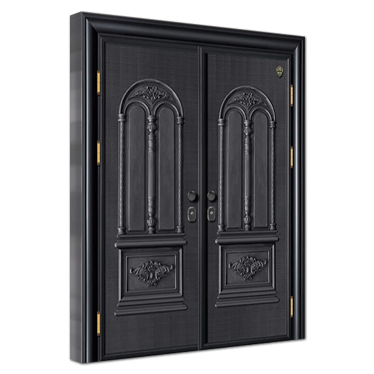 Exterior front entry shellproof metal doors design house villa outdoor bulletproof double steel armored door