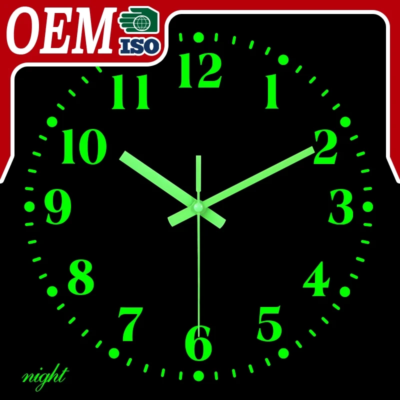 Creative Minimalist MDF Silent Fluorescent Digital Wall Clock Luminous Wooden Needle Home Decoration Stylish Living Room Decor