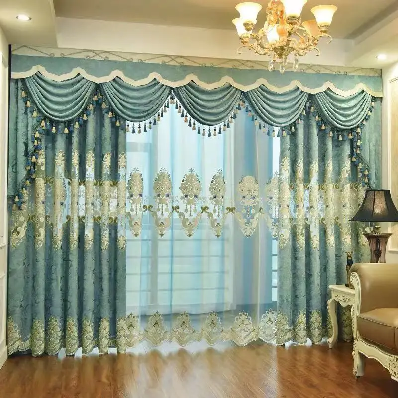 
Blackout Curtains For Living Room Flowers embroidery curtains for Kitchen windows fabric blinds tulle 