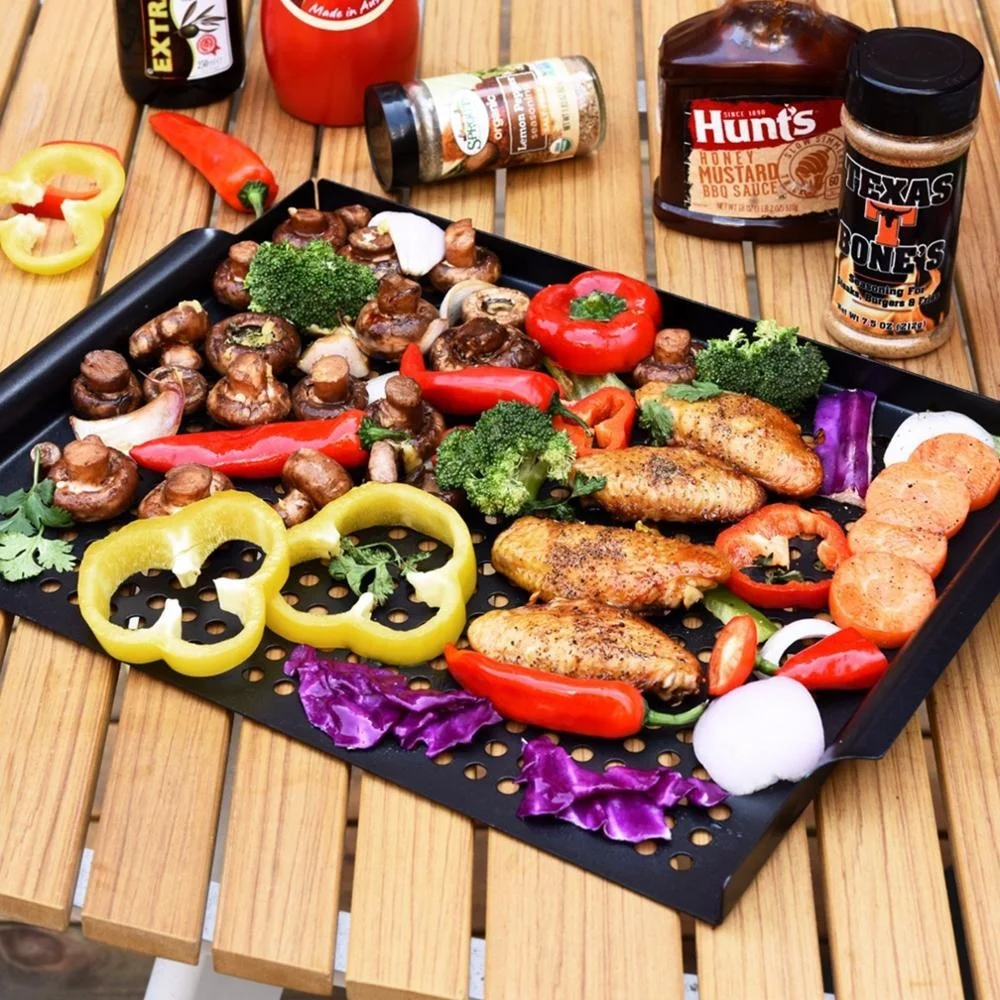 Nonstick Vegetable Grill Basket Wok Topper Pan