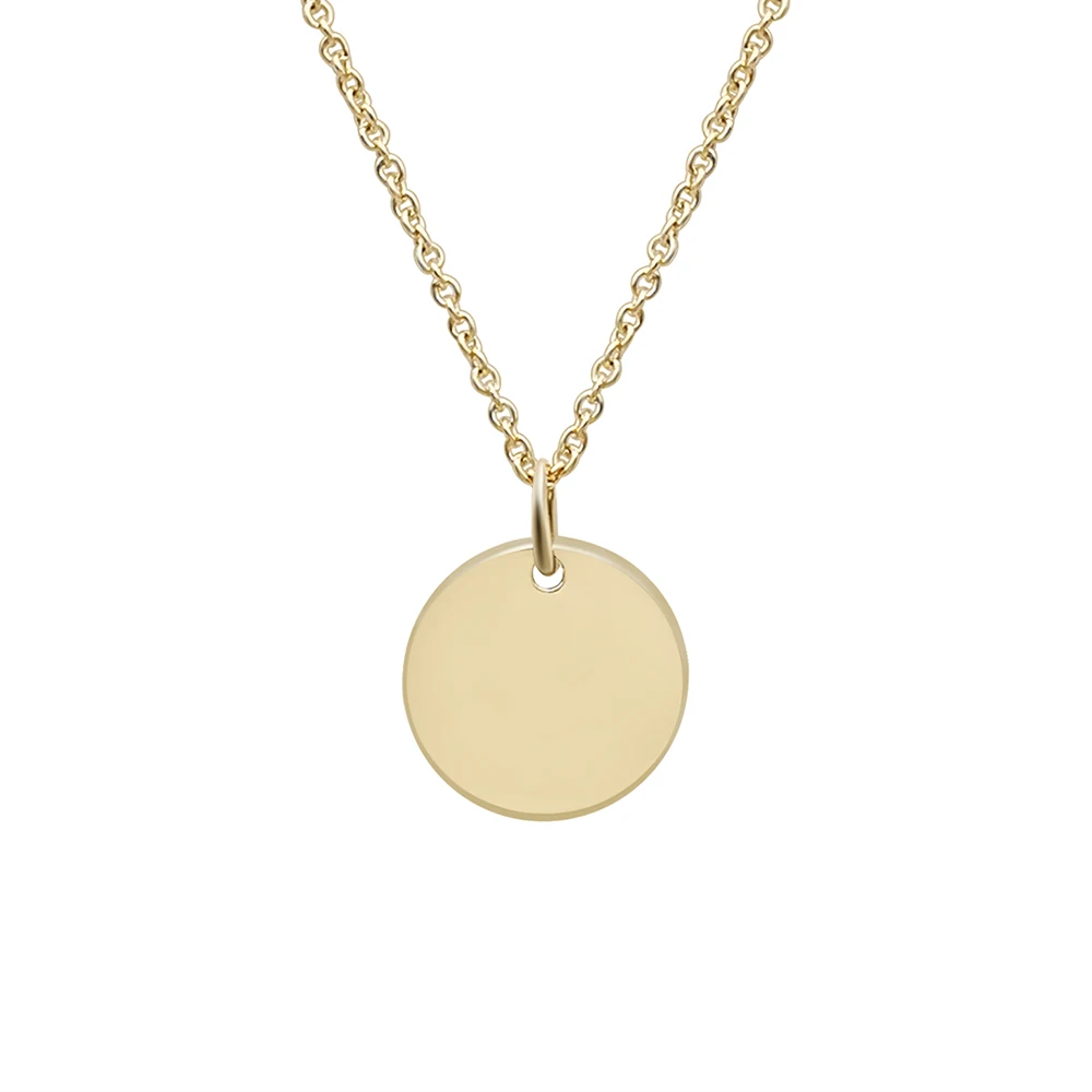 9K 14K 18K Solid Gold Initial Necklace Coin Pendant Necklace Customized Fine Jewelry Women Gift
