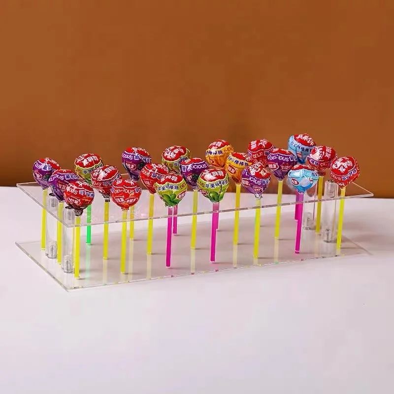 Vertical Acrylic Lollipop Display Rack Heat Bending Acrylic Cake Riser For Supermarket