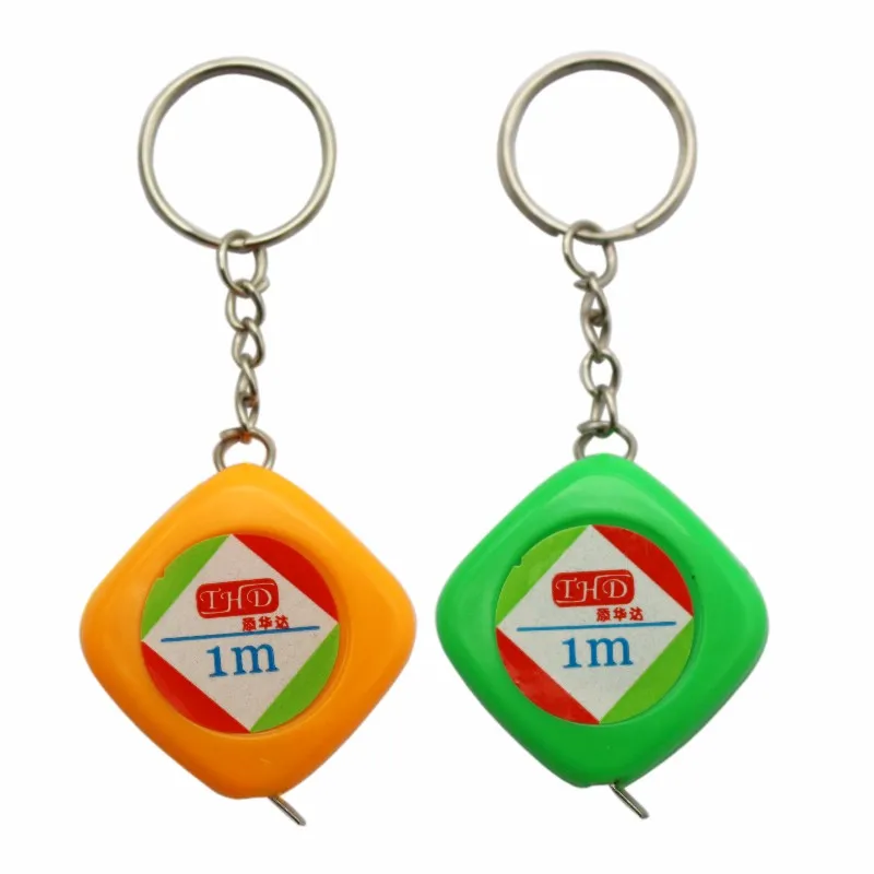 Factory direct portable yellow shell key ring retractable 1 meter tape measure
