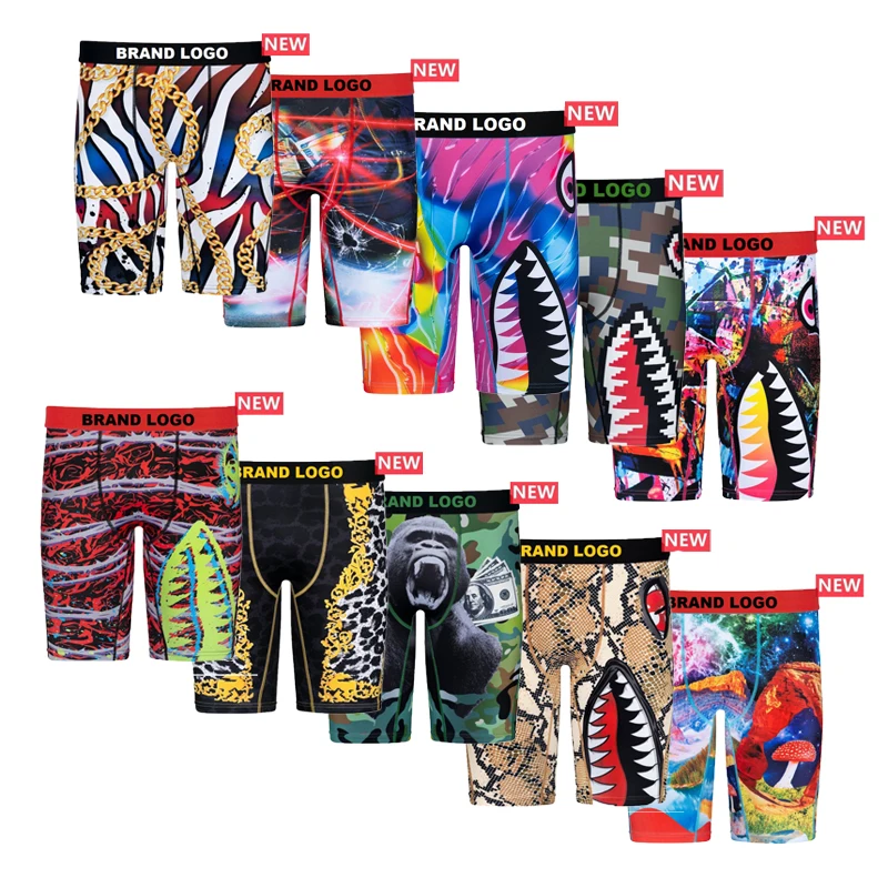 Custom Logo Jacquard Waistband Ethikaed Men Boxer Shorts Printed Patterns Graphic Shark Wholesale Ethikaes Underwear