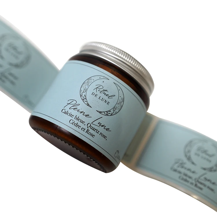 luxury customized logo small candle sticker company self adhesive candle packaging roll to roll label maker