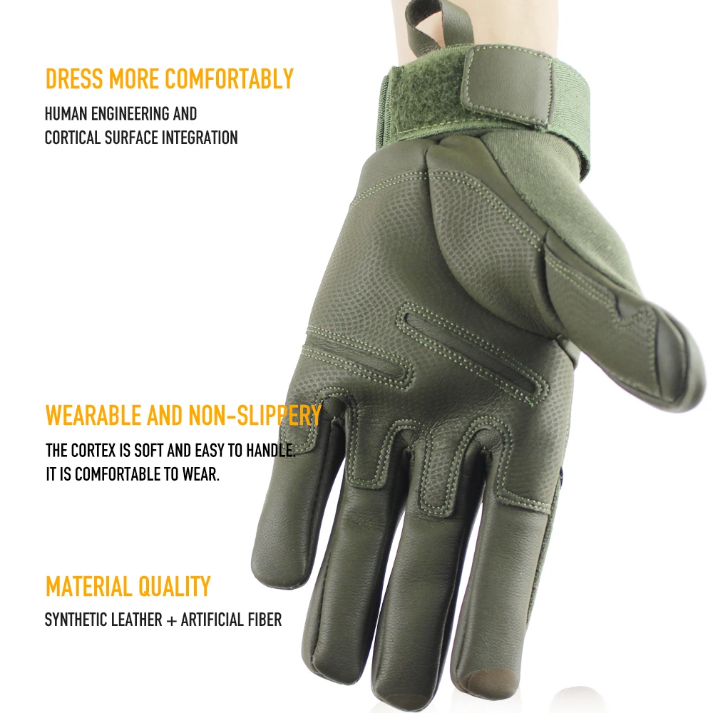Wholesale Army Military Touch Screen Breathable Bicycle Tactical Gloves Full Finger with Protective Rubber Hard Knukcle