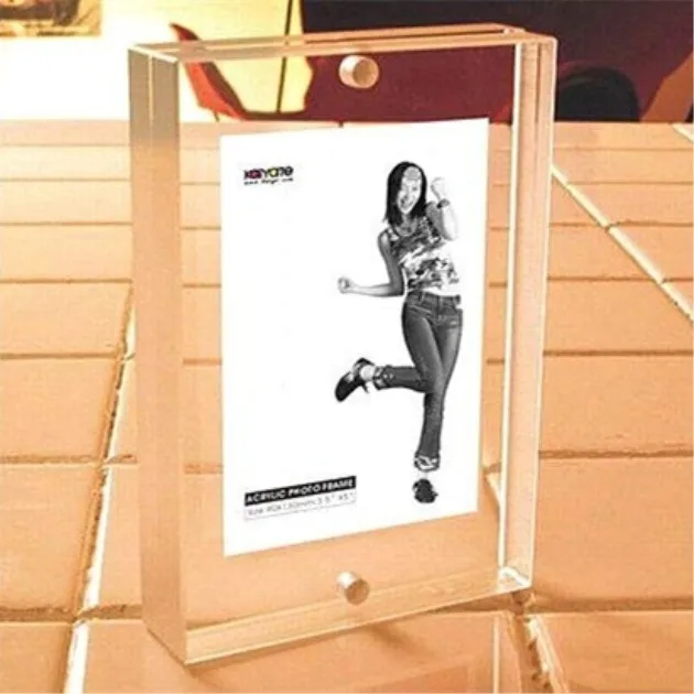 acrylic 4x6 Acrylic Frame, Magnetic Picture Frames, Clear, 10 + 10MM Thickness Stand in Desk/Table