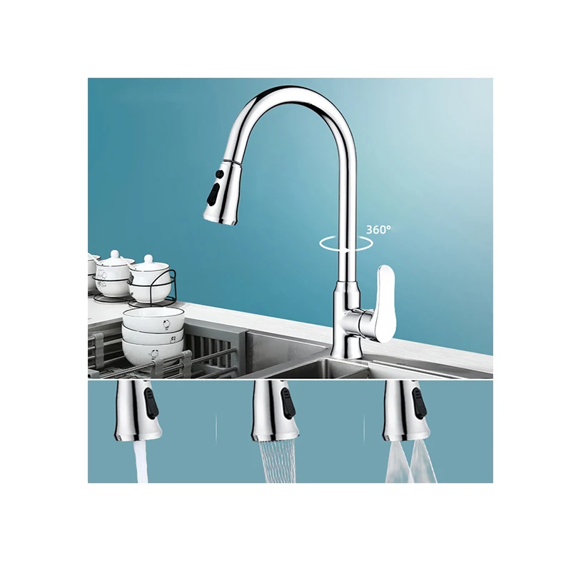 Household Ceramic Cartridge 3 Outlet Models Kitchen Mixer Kitchen Sink Faucet For Bathroom