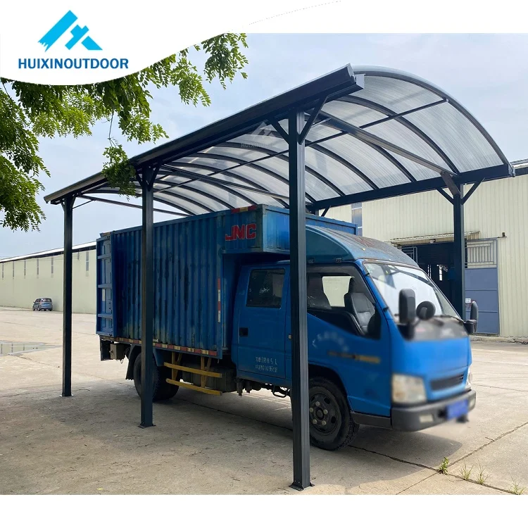 Wind resistant material kit car parking for rv free standing hollow single car port curved custom canpony transparent carport