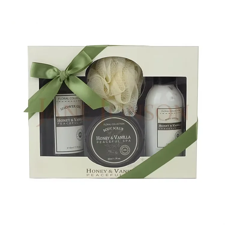 Wholesale natural elegance vanilla aromatic mind body and soul spa bath gift set