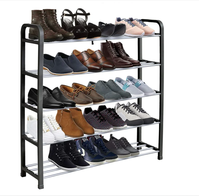 5 Tier Metal Shoe Rack Free Stand Durable Shoe Organizer