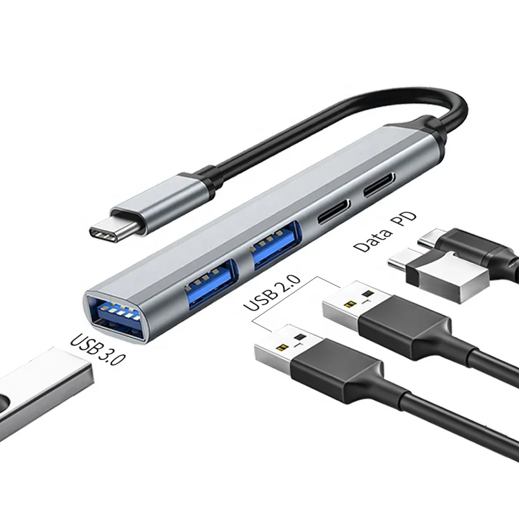 5 in 1 hub usb-c USB 3.0 Hub 5 Port Data 65W PD charging type c docking station Portable Super Speed Extension USB Hub