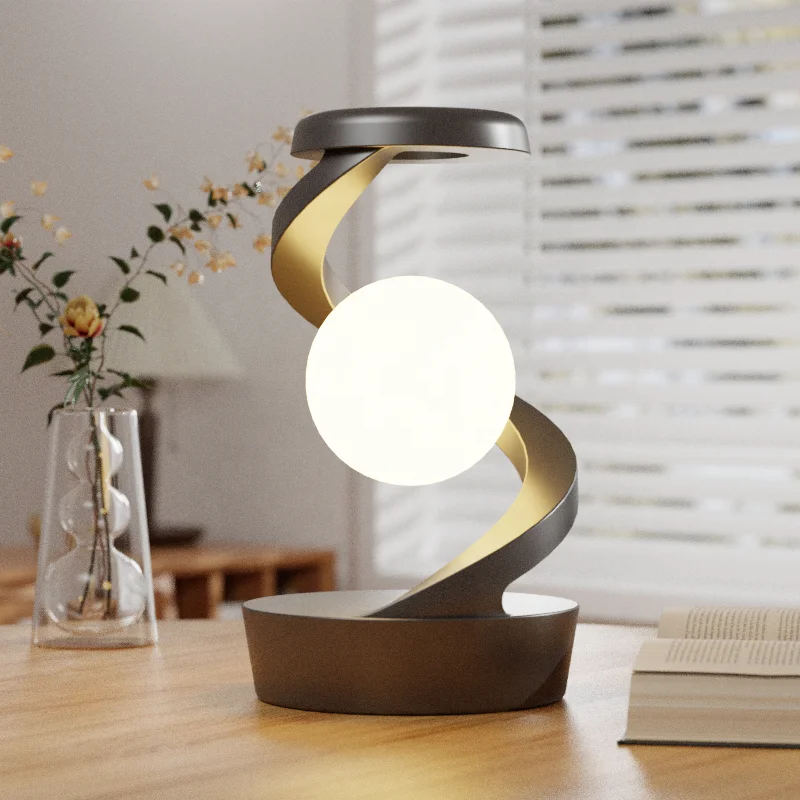 Rotating Moon Desk Lamp with Phone Wireless Charging Sensor Control Table Lamps Decorative Desktop Lamp