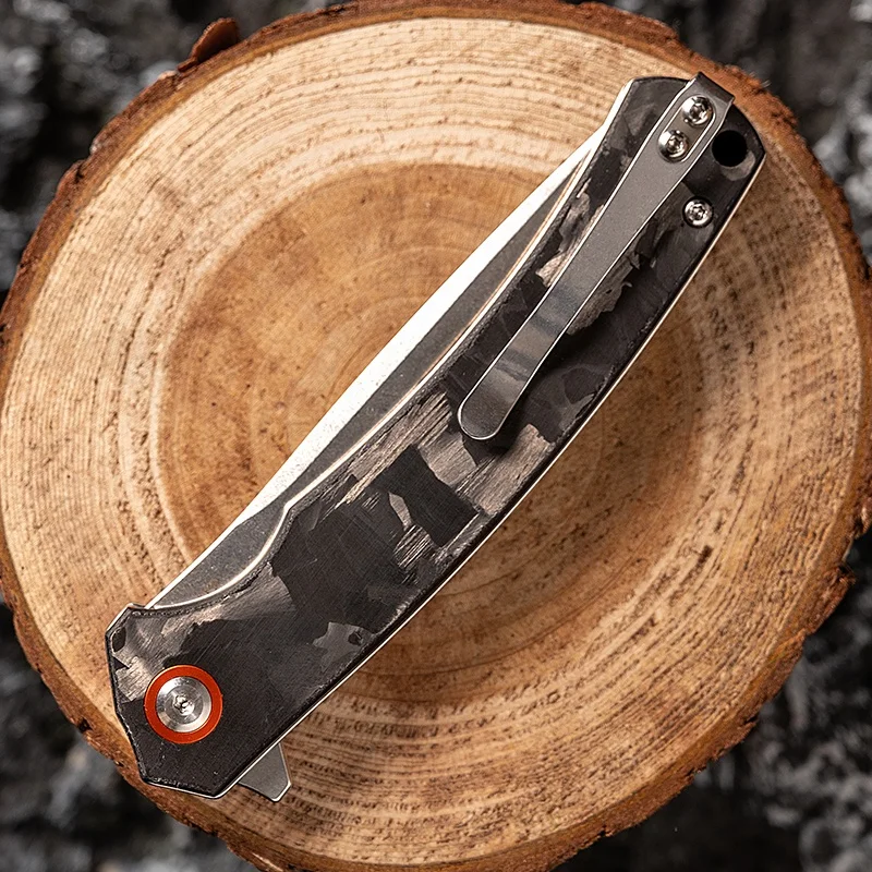 Camping Tools Hunting Knife Survival Outdoor Knife D2 Steel Carbon Fiber Handle EDC Pocket Knife