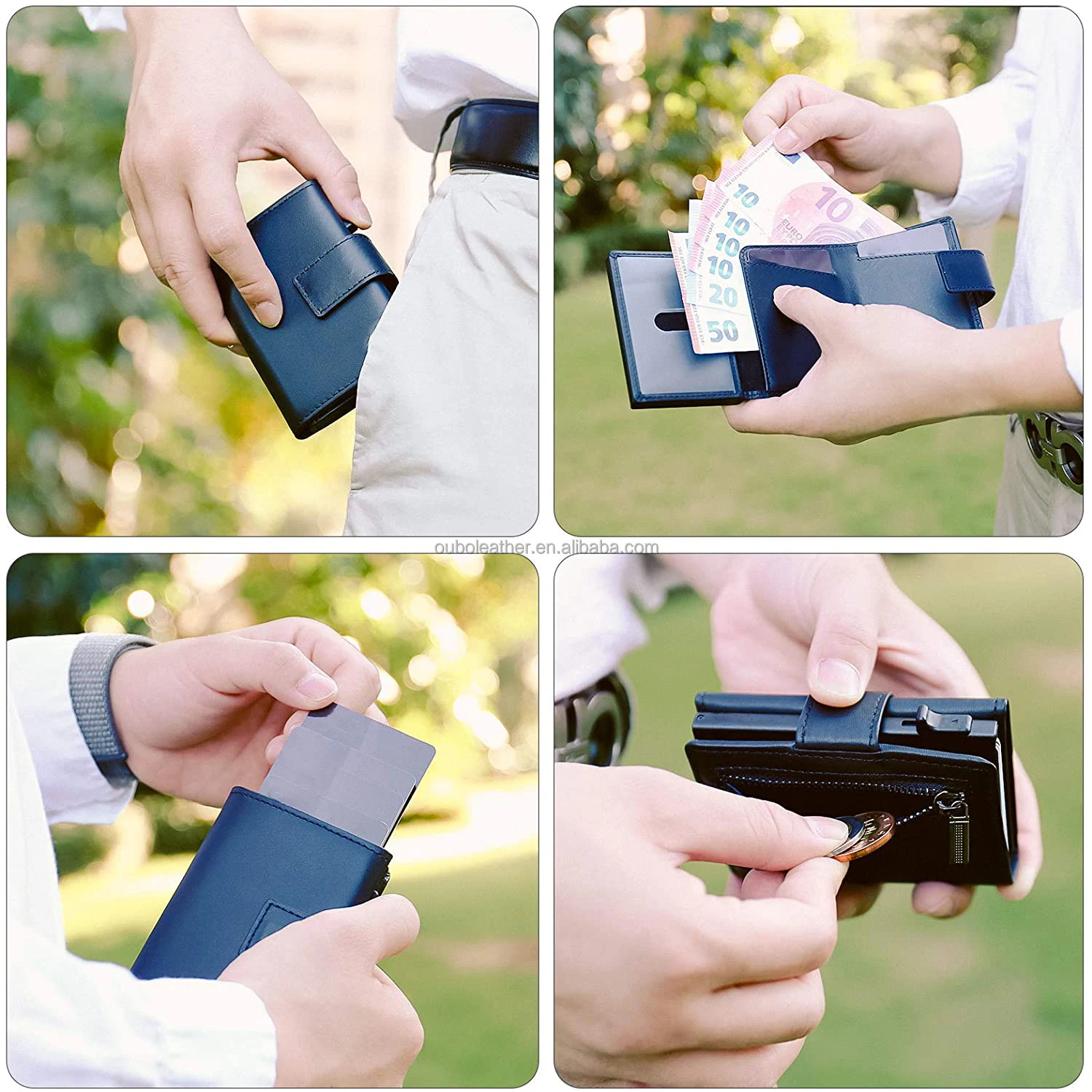 Man wallet with Airtag Holder Rfid Aluminium Card Holder with Money Clip Coin Purse airtag Wallet Small Leather Wallet Air Tag