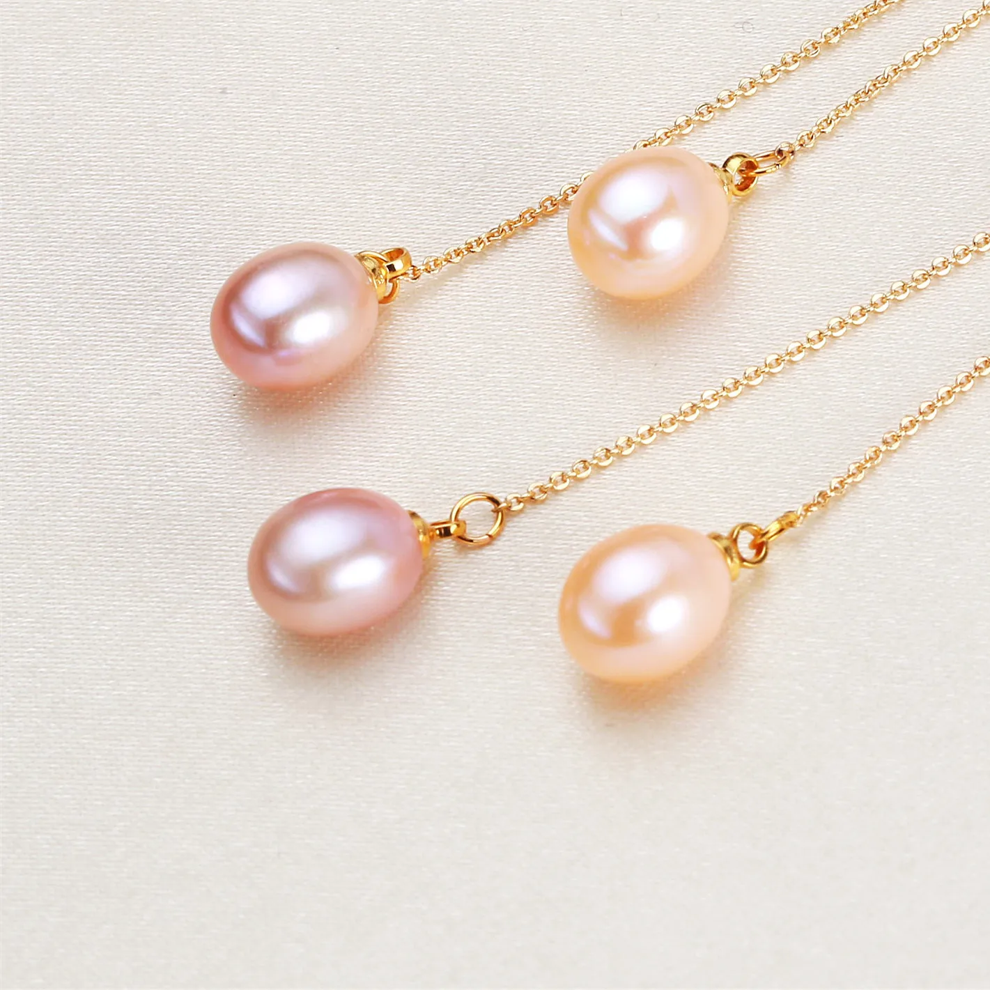 Classic Real Freshwater Pearl Drop Necklace For Women Girl Gift White Pink Purple Natural Pearl Gold Plated Necklace