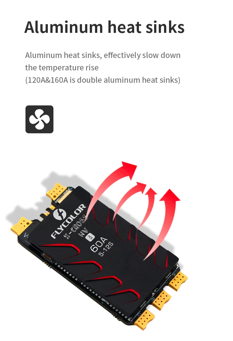 FLYCOLOR  HV3 60A ESC 5-12S BLHeli-32 Dshot Proshot 64MHz 32-Bit Speed Controller for Multi-Rotor Brushless RC FPV Racing Drone