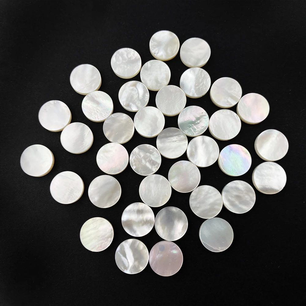 Wholesale white shells Customizable size shape Double flat cut round High quality Mother of pearl jewelry making Loose gemstone